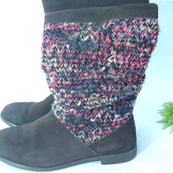 TOMS Serra Dark Brown Suede Textile Boots Booties SIZE 10 Brown Multicolor - Picture 5 of 10